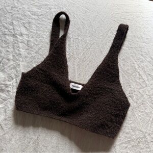 Nanushka Brown Fuzzy bouclé Knit Bralette